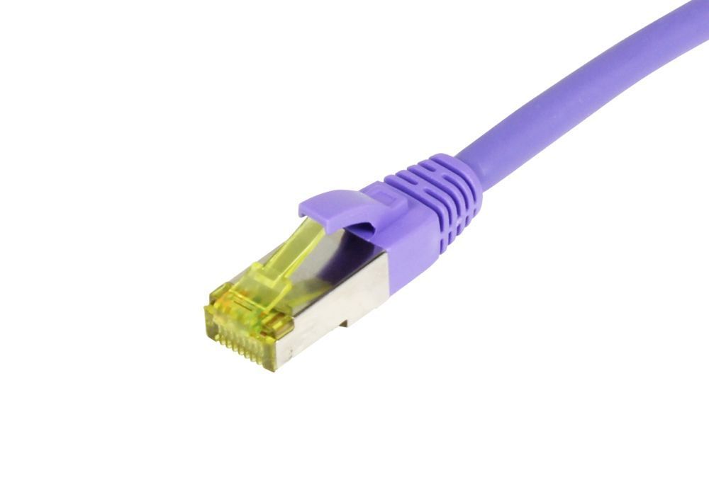 Patchkabel RJ45, CAT6A 500Mhz, 20m, Lila, S-STP(S/FTP), TPE/LSZH(Ultraflex), AWG26, Mit CAT7 Rohkabel, Synergy 21