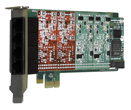 Sangoma 4 port modular analog PCI-Express x1 card with 4 Trunk interfaces and HW Echo Can