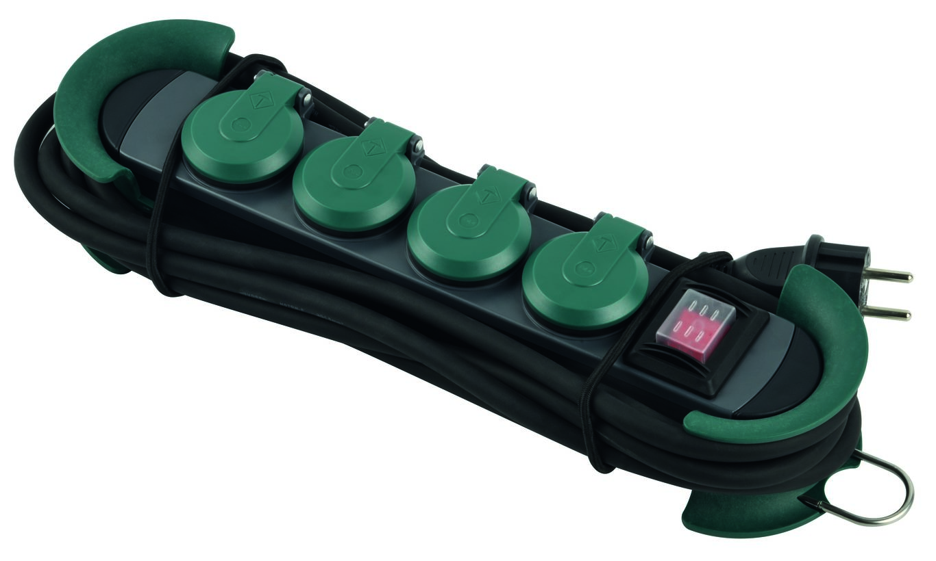 BACHMANN HOOK Outdoor 4x Safety Contact Kunststoff Mit Switch Und Klappdeckeln IP44 4m