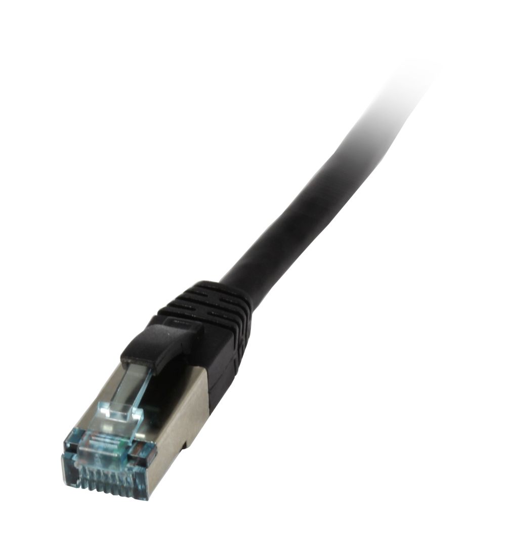 Patchkabel RJ45, CAT6A 500Mhz, 0.25m, schwarz, S-STP(S/FTP), TPE/LSZH(Superflex), AWG26, Synergy 21