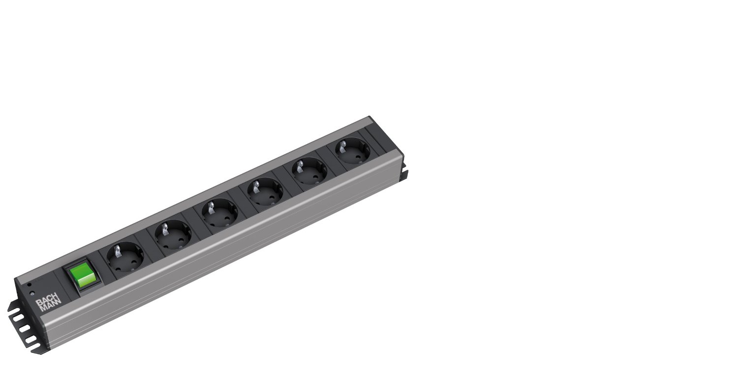 BACHMANN Handwerkerleiste 6x Safety Contact Switch 48,26cm 19-Zoll-Rack Kompatibel 2m
