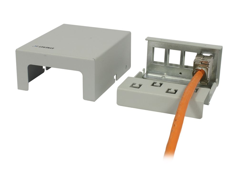 Keystone, Modulträger, Patchpanel für  4x TP-Modul, Aufputz, Metall, Lichtgrau, Synergy 21,