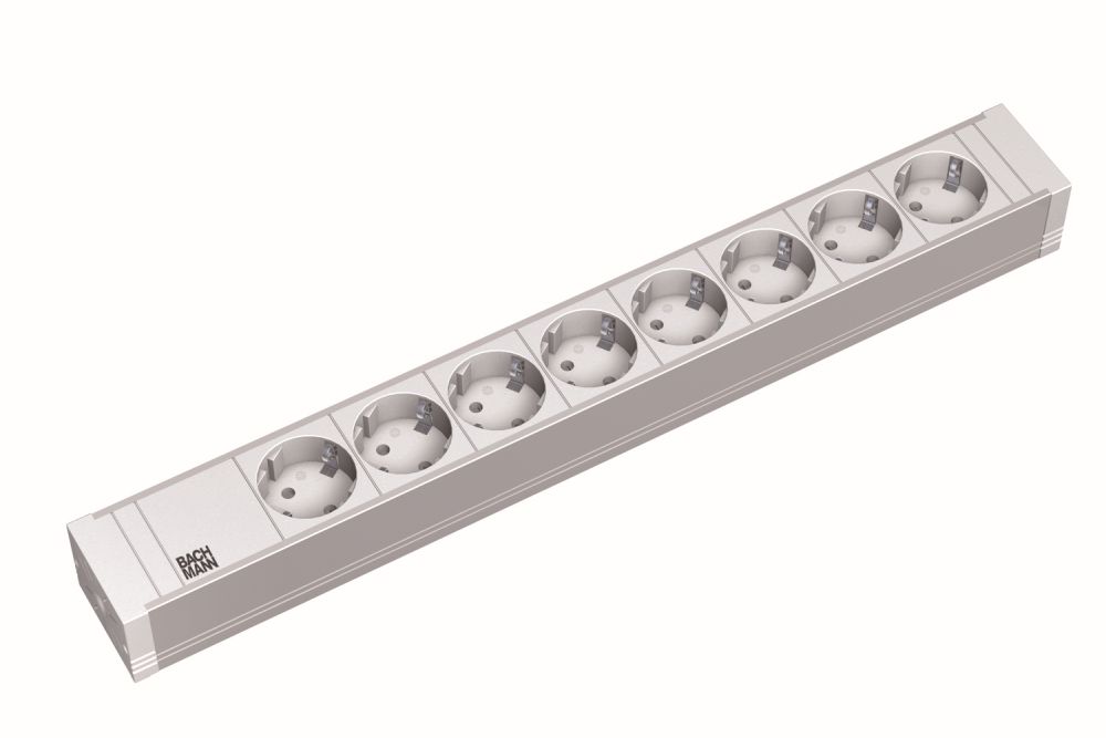 BACHMANN 48,26cm 19Zoll PVC 8xSchutzkontakt 2,0m Schutzkontaktstecker