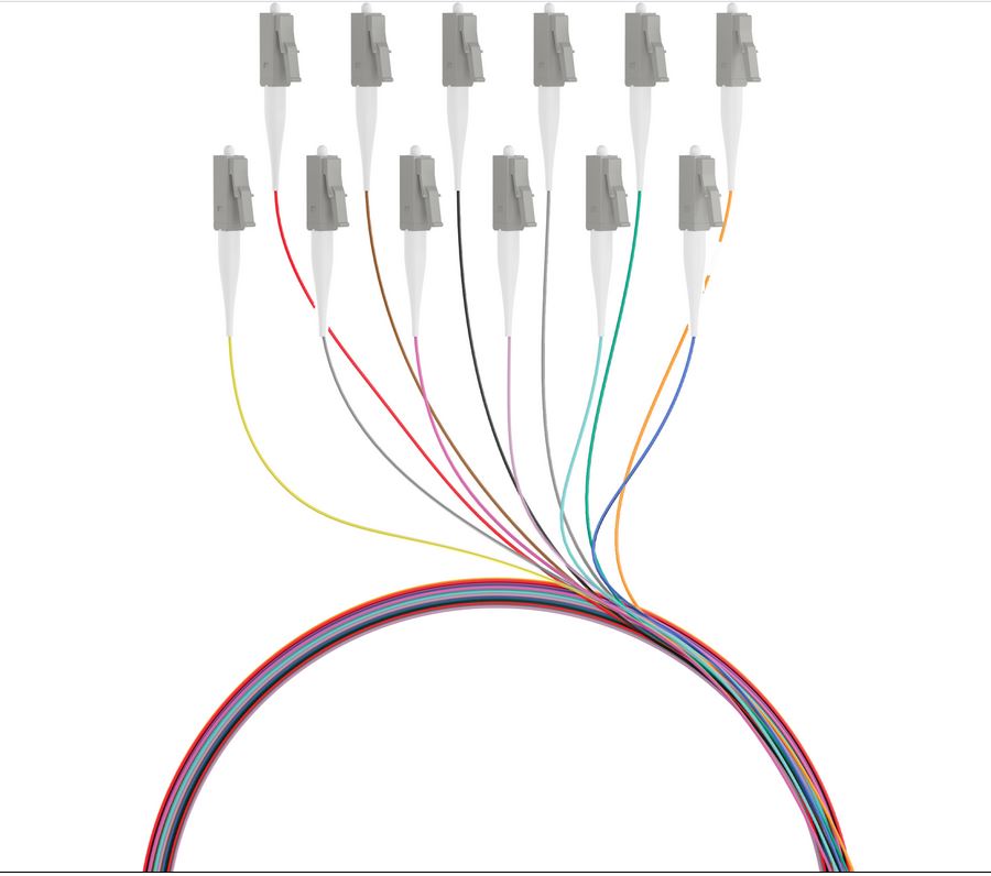 LWL-Pigtail-LC 50/125u,2mtr. OM2, 12-Pack, farbig