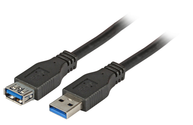 Kabel USB, A(St) => A(Bu),  1.0m, USB3.0, Verlängerung, schwarz, Classic