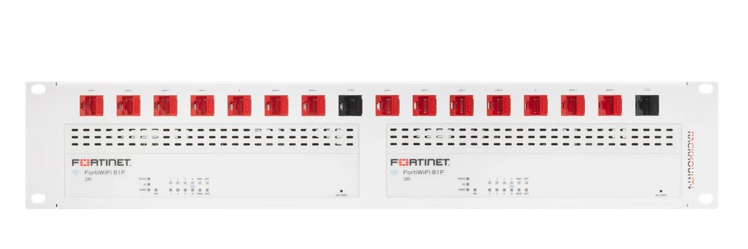 Rackmount.IT, Rack Mount Kit for Fortinet, FortiGate 80-81F-PoE [DSL & FW] Duo, UTP(ungeschirmte) Kupplung/Patchkabel, 2HE/19",