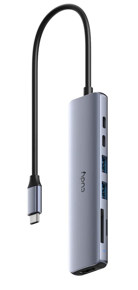 Cudy UH407 interface hub USB 3.2 Gen 1 (3.1 Gen 1) Type-C 5000 Mbit/s Grey, Silver