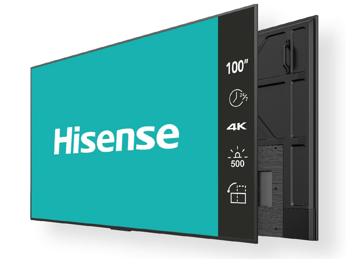 Hisense 100DM66E Signage Display Digital signage flat panel 2.54 m (100") LED Wi-Fi 500 cd/m² 4K Ultra HD Black Built-in processor Android 11 24/7