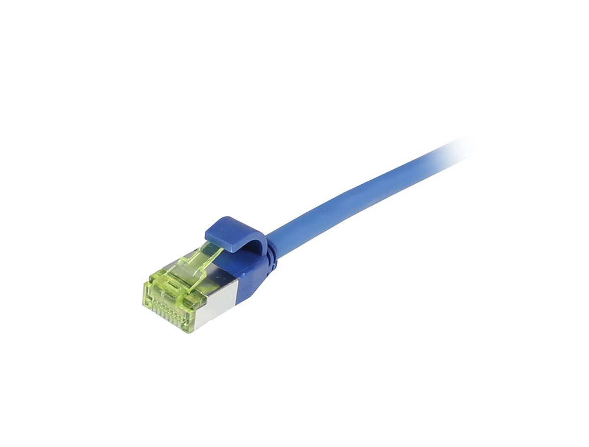 Synergy21 Patchkabel RJ45, CAT6A 500Mhz, 1,5m, Blau, S-STP(S/FTP), Slimline Rund D 4,5mm, TPE/LSZH(Superflex), AWG28, Mit CAT7 Rohkabel
