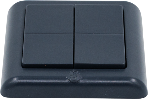 Shelly · Plug & Play · "BLU Wall Switch 4 ZB DK" · Wandtaster · 4-fach · 16 Aktionen · Grau