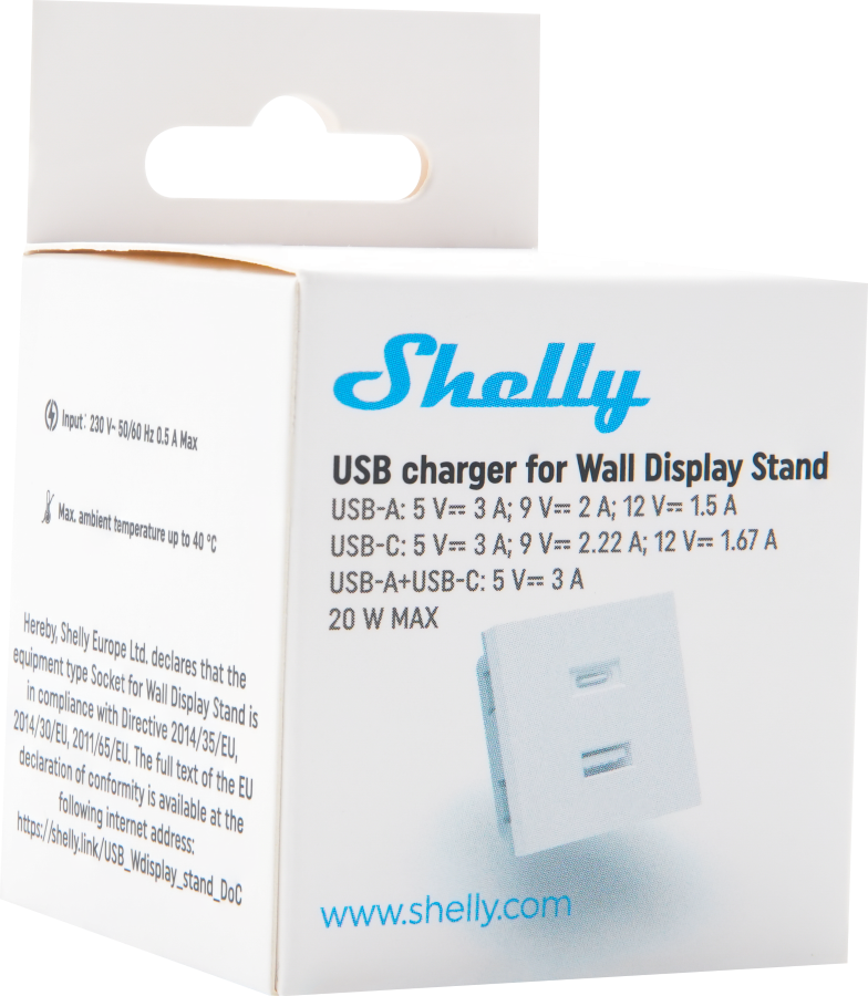 Shelly · Unterputz Zubehör · USB · Charger weiß