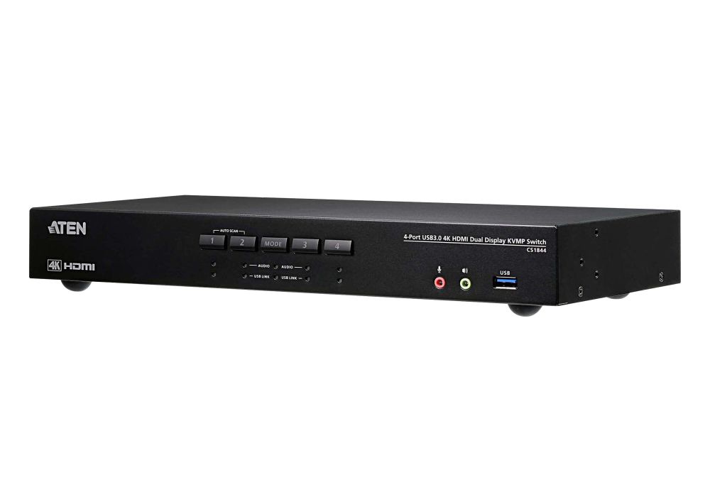 ATEN CS1844 4-Port True 4K HDMI Dual-View KVM Switch Mit Audio USB 3.0Hub