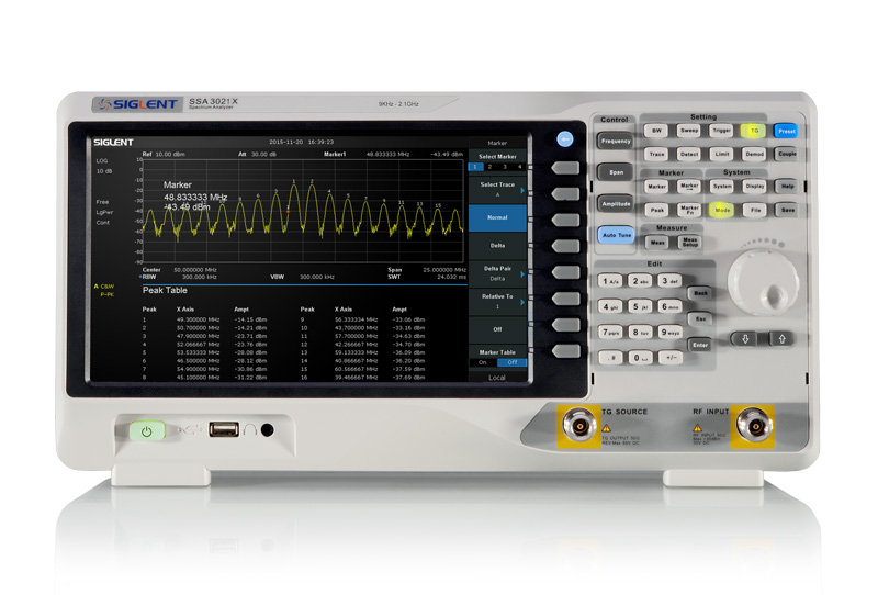 Siglent SSA3021X Spektrumanalyzer / Das SSA3021X ist ein leistungsstarker Spektrumanalyzer, der eine zuverlässige und automatische Messung bietet. Siglent SSA3021X Spektrumanalyzer / Das SSA3021X ist ein leistungsstarker Spektrumanalyzer, der eine zuverlässige und automatische Messung bietet.
