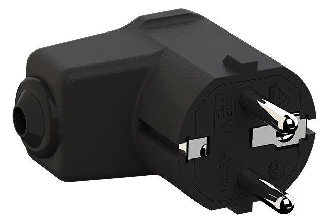 BACHMANN Montage-Winkelstecker Schwarz, CEE 7/7 2-Polig Mit Safety Contact
