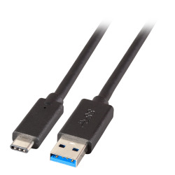 Kabel USB, C(St) => A(St),  1.0m, USB3.2, schwarz, 5G/3A, Gen.1,