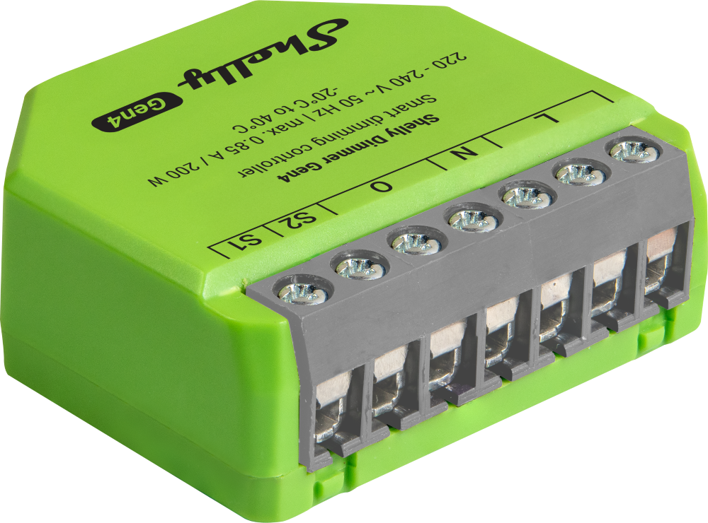 Shelly · Unterputz · "Dimmer Gen4" · Relais · LED Lichtcontroller · Messfunktion · WLAN · Zigbee · Matter · BT