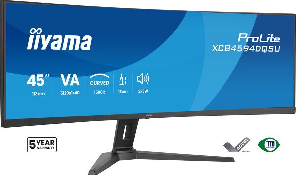 iiyama ProLite XCB4594DQSU-B1 computer monitor 113 cm (44.5") 5120 x 1440 pixels Dual QHD LED Black