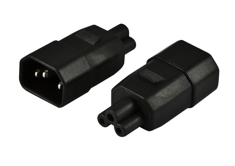 Netzkabel 230V Adapter C14-Stecker -> C5-Buchse (Mickey-Mouse/Kleeblatt) Netzkabel 230V Adapter C14-Stecker -> C5-Buchse (Mickey-Mouse/Kleeblatt)