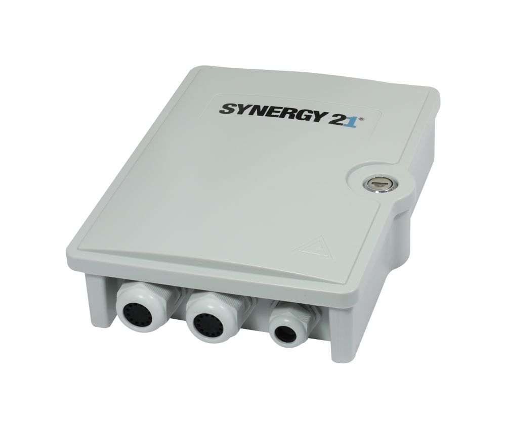 LWL-FTTH Wandgehäuse, IP55, 1xEingang/ 24xAusgang 2mm oder 2xAusgang 4-12mm, Synergy 21 LWL-FTTH Wandgehäuse, IP55, 1xEingang/ 24xAusgang 2mm oder 2xAusgang 4-12mm, Synergy 21