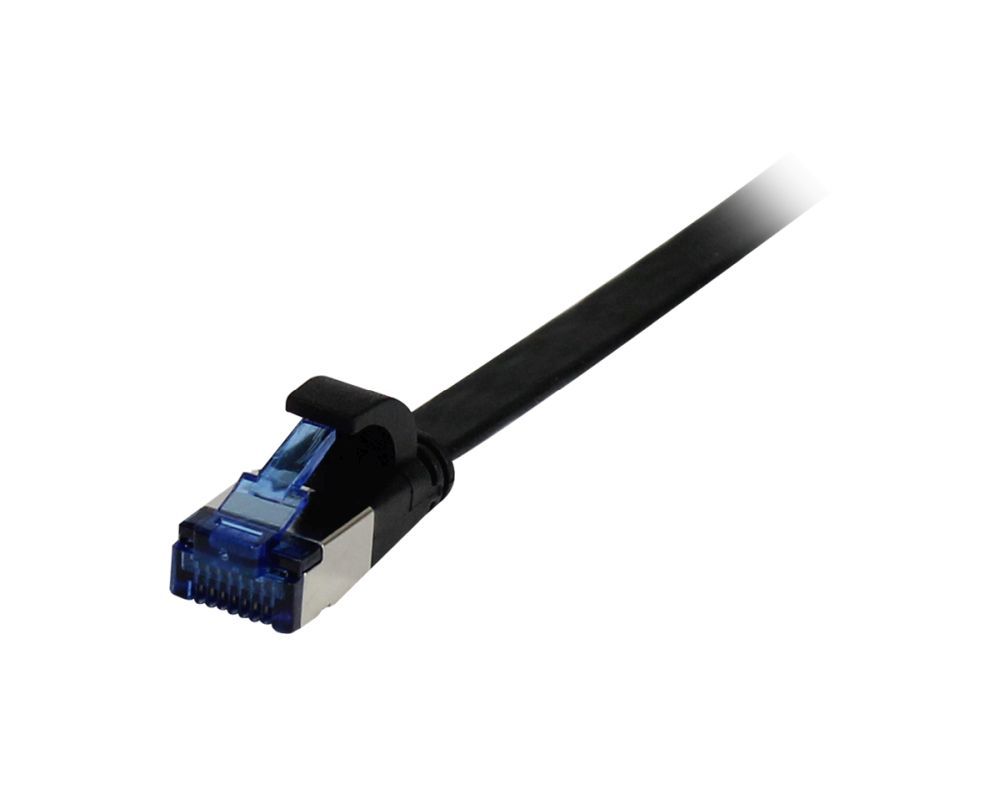 Synergy21 Patchkabel RJ45, CAT6A 500Mhz, 1,0m, Schwarz, U/FTP, Flach, TPE(Superflex), AWG32