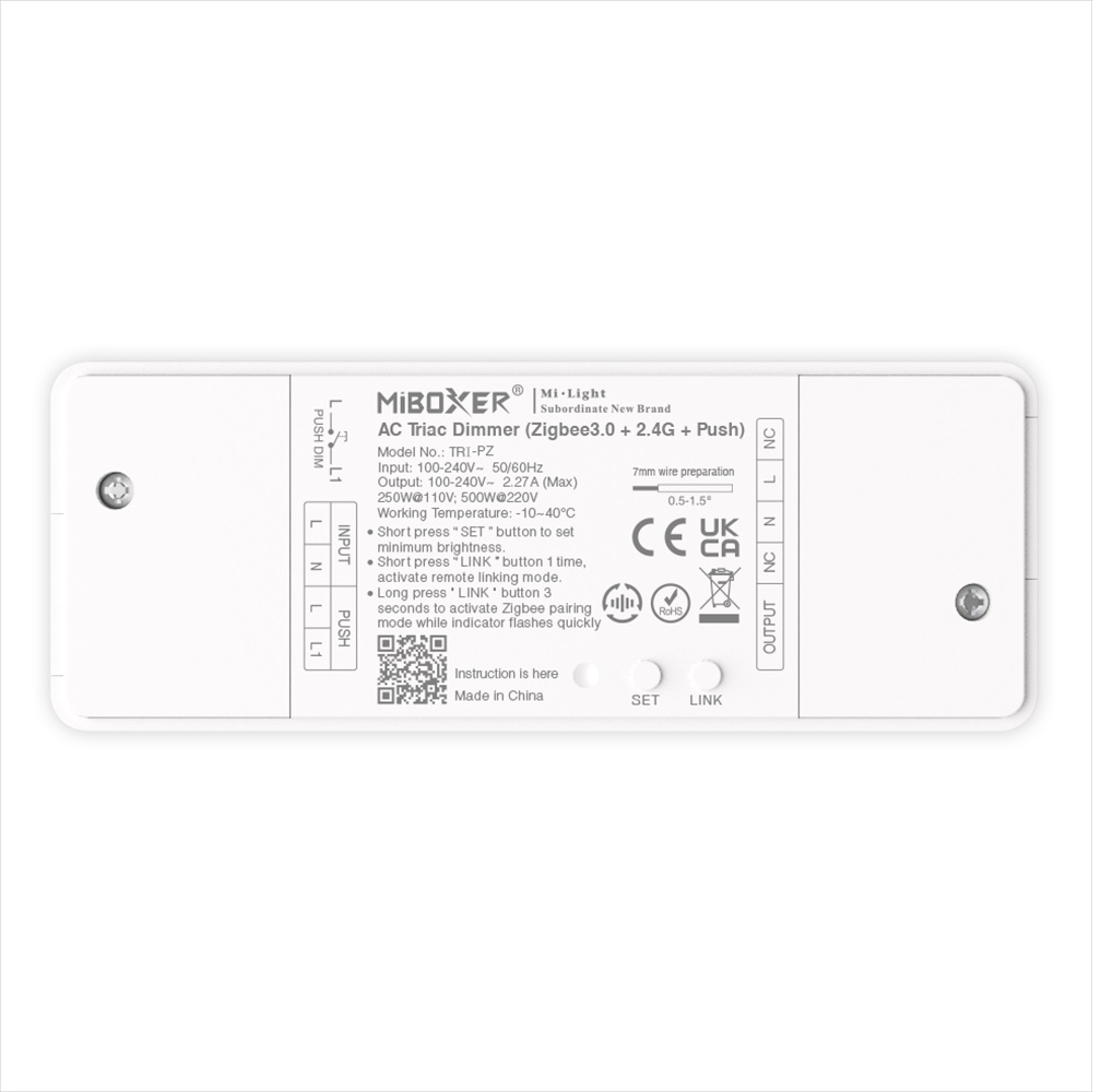 LED Dimmer Controller AC TRIAC 500W Zigbee 3.0 2,4G Push Milight/Miboxer