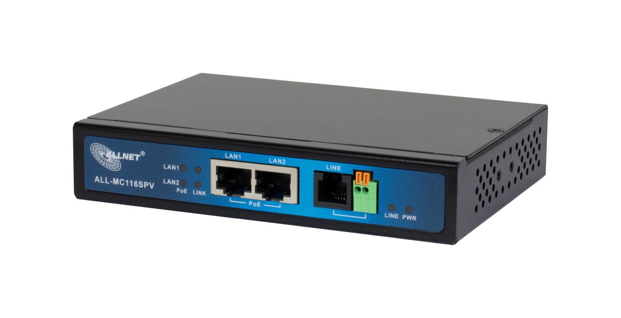 ALLNET ISP Bridge Modem VDSL2 mit Vectoring/Point-to-Point Slave-Modem & 2x PoE IEEE802.3at Ports "unmanaged "ALL-MC116SPV-VDSL2"