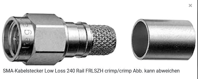 Telegärtner Koax, R-SMA, Stecker, Crimp, Innengewinde,