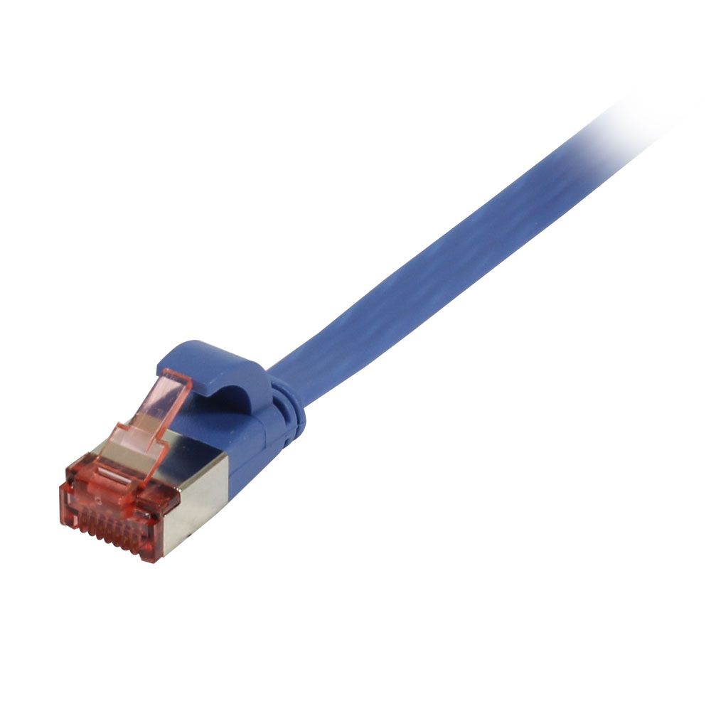 Patchkabel RJ45, CAT6 250Mhz,  0.25m blau, FTP(U/FTP), TPE(Superflex), Flach, Synergy 21,