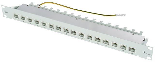 Patch Panel 16xTP, CAT6A, 500Mhz, 19 ", Lichtgrau, TelegäRtn