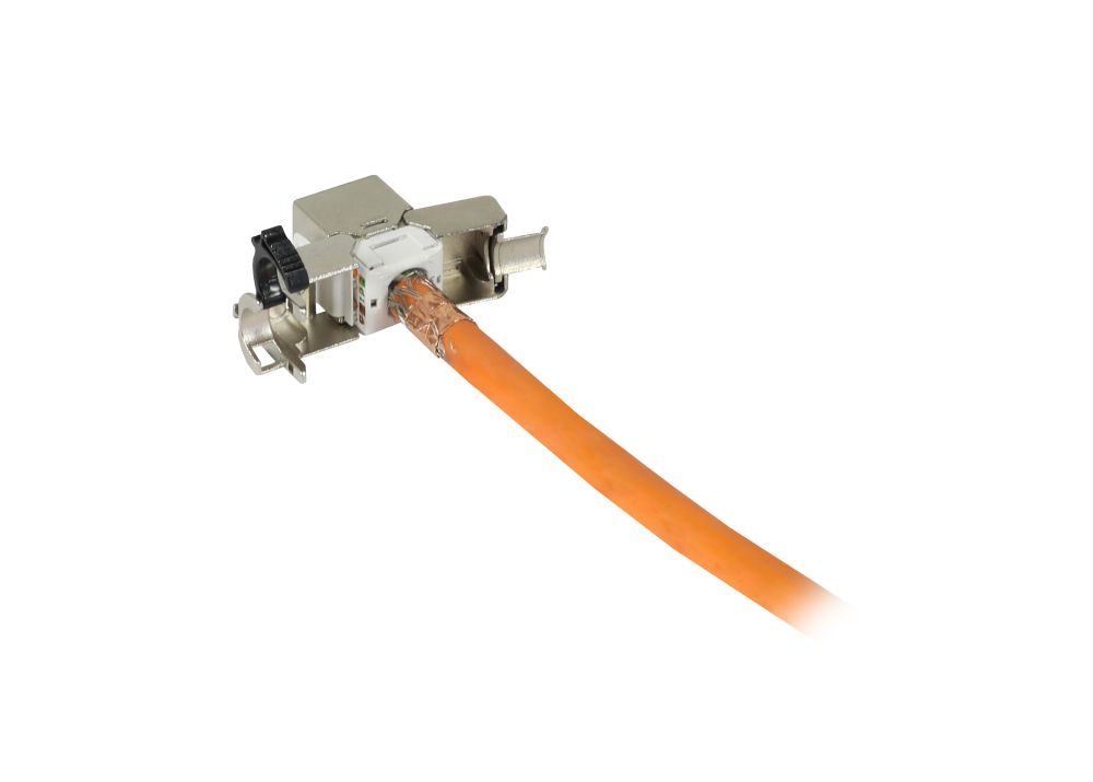 Dosen TP,UP,1-fach(Eckiger Außenrahmen),CAT6A, Keystone Slim-line mit Kabelklemme, Reinweiss, Synergy 21,