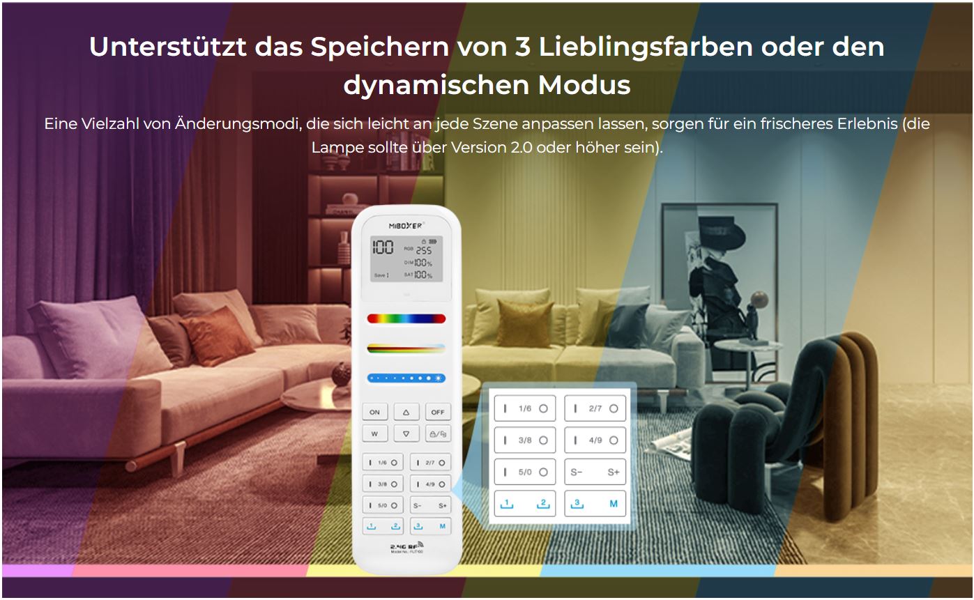 MiBoxer FUT100 LED Fernbedienung RGB-WW (RGB-CCT) 100 Zonen