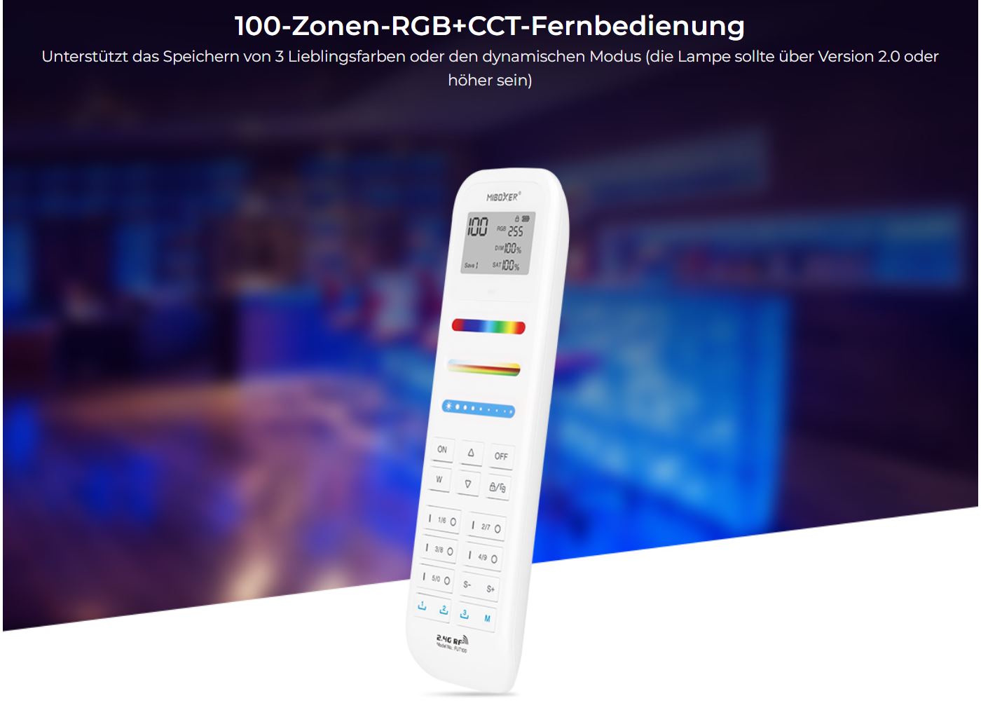 LED Fernbedienung RGB-WW (RGB-CCT) 100 Zonen Milight/Miboxer