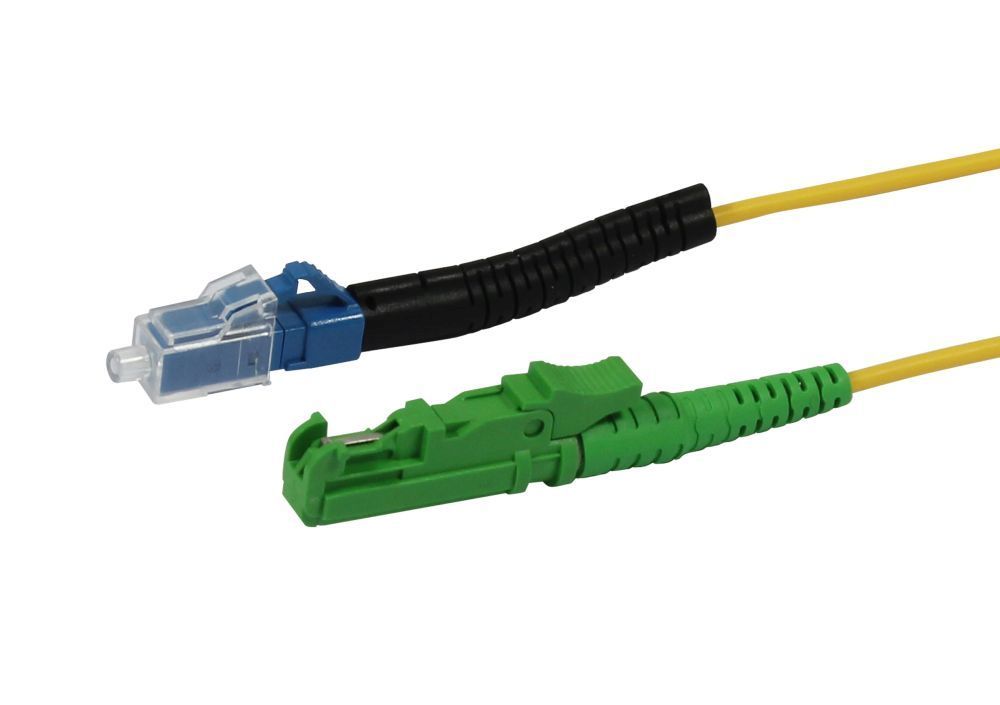 LWL-1-Faser-Patchk. 15mtr.LC-LSH(E2000APC), 9/125u, OS2, G657A2, AD=2mm, LC hat flexible Knickschutztülle,  Synergy21,