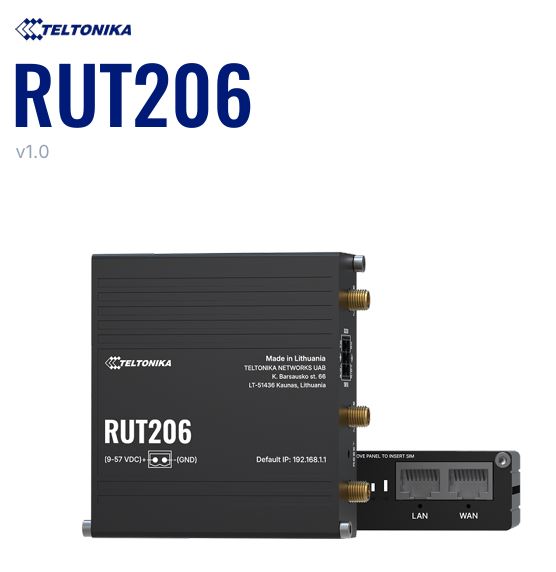 Teltonika RUT206 INDUSTRIAL wireless router Fast Ethernet Single-band (2.4 GHz) 4G Black