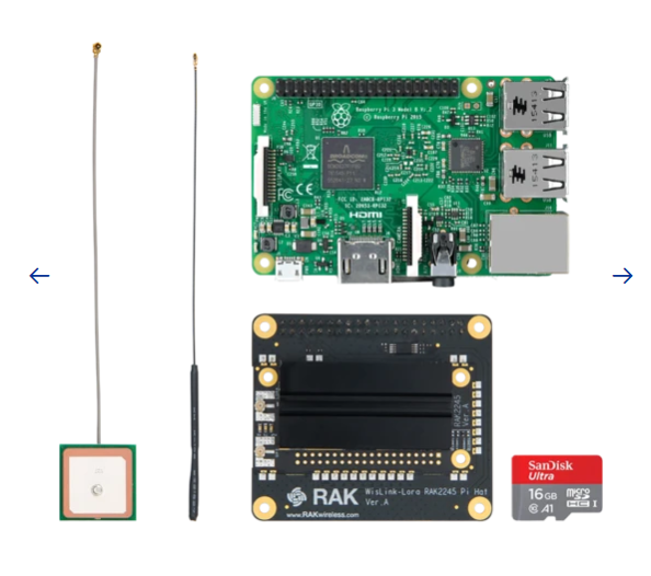 RAK Wireless · LoRa · WisGate · LoRa Gateway Discover Kit RAK2245 Pi HAT & Raspberry Pi 3B+ & 16G TF Card(with software image) to quick start a LoRaWA