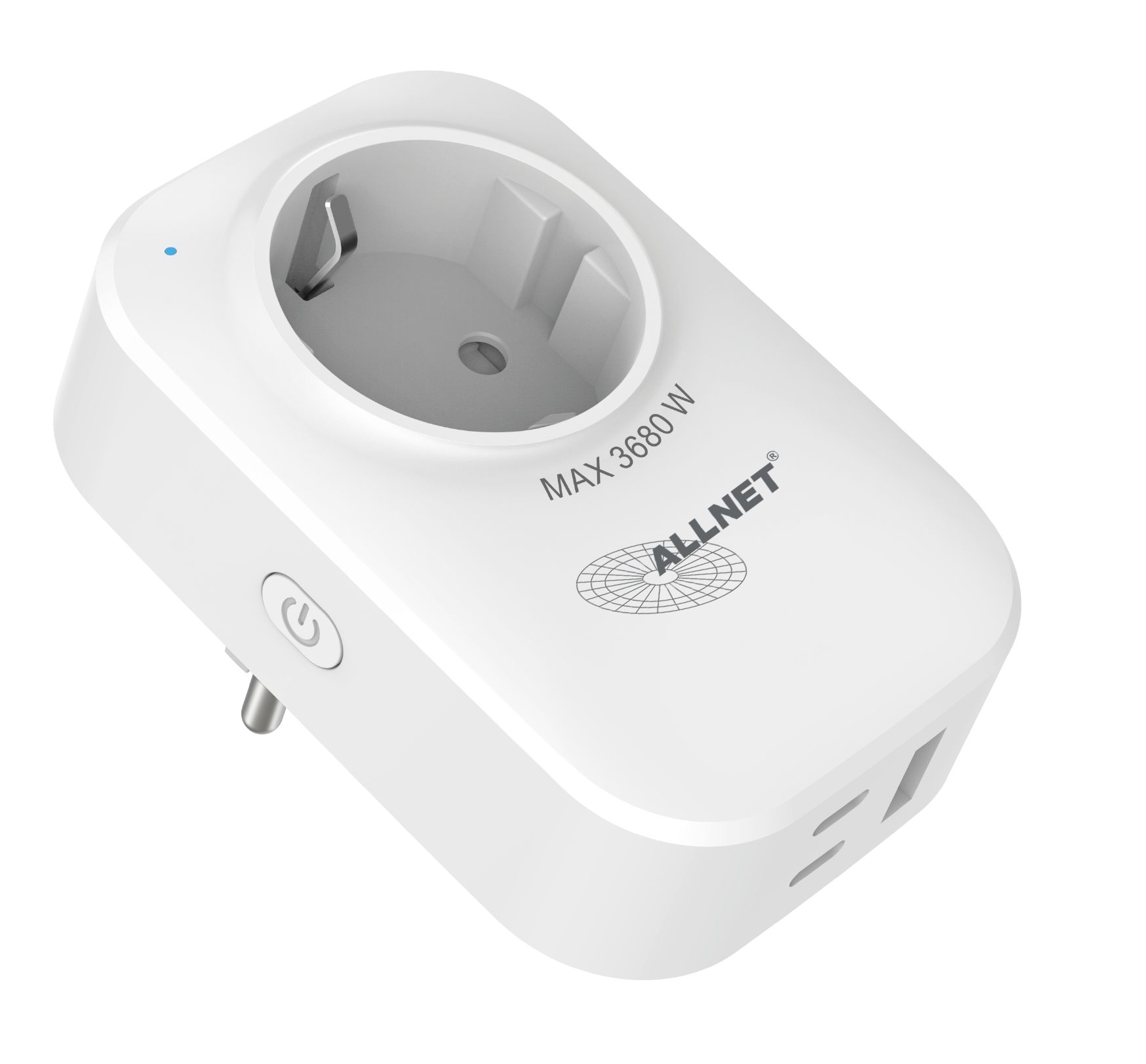 ALLNET ESP32 WiFi Schaltsteckdose ALL3079 inkl. Strommessung & USB-Ladegerät, 2in1 WIFI-Smart-Plug & USB Ladegerät