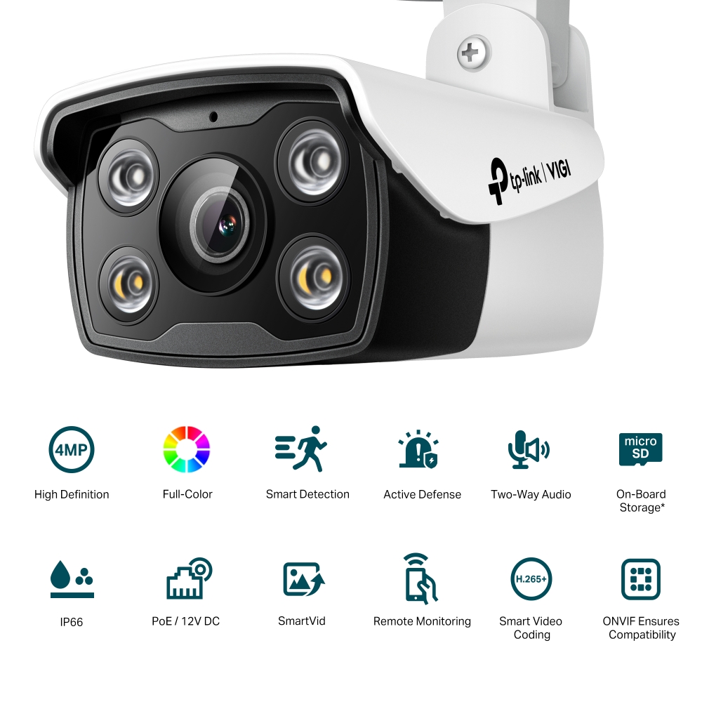 TP-Link - 4MP Outdoor Full-Color Bullet Network Camera - VIGI C340(4mm)