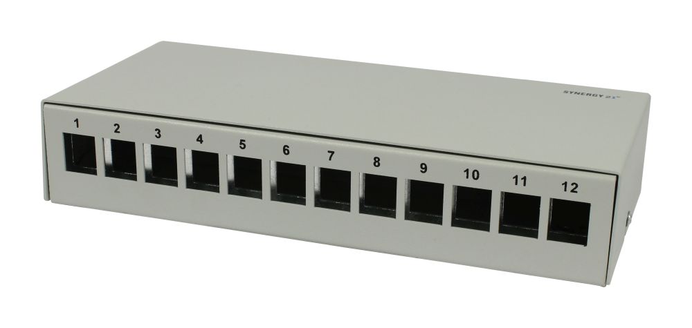 Keystone,Modulträger, Patchpanel für 12x TP-Modul, Aufputz, Metall, Lichtgrau, Synergy 21,