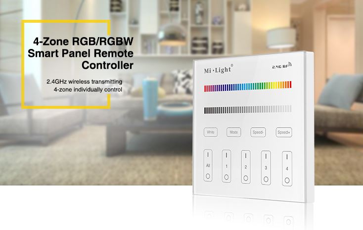LED Fernbedienung Smart Panel RGB/RGB-W 4 Zonen Milight/Miboxer