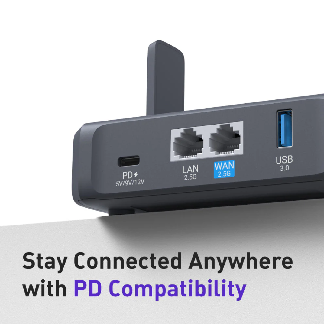 ALLNET Wireless Travel Router WIFI7 • BE3600 • 2.5GbE LAN/WAN • Pocket-sized Router for Home and Travel / WiFi Client "OpenWRT" Slate 7