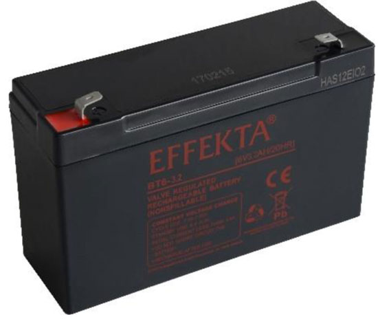 Effekta Zbh. Akku, 6V-3,2AH, BT6-3,2, F1 / 6,35 X 4,75 Mm