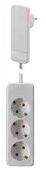 Bachmann Flat Plug Flachstecker, 3xDosen(CEE7)->Stecker(CEE7),  1,6m, weiß,