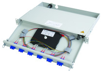 TelegäRtner LWL,Patchpanel Rangierverteiler,19 ",24xLC-Duplex, PROFI V 1HE, 48x Pigtail OM2