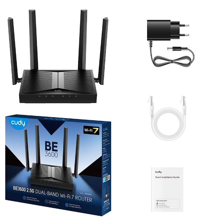 Cudy WR3600H wireless router Gigabit Ethernet Dual-band (2.4 GHz / 5 GHz) Black