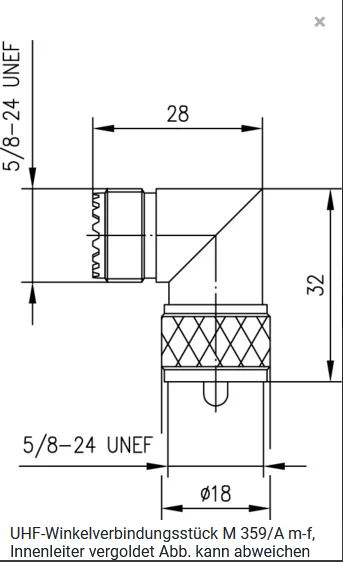 Telegärtner Koax, SMA-WINKELSTECKER CR AU, UHF-Winkelverbindungsstück M 359/A m-f,