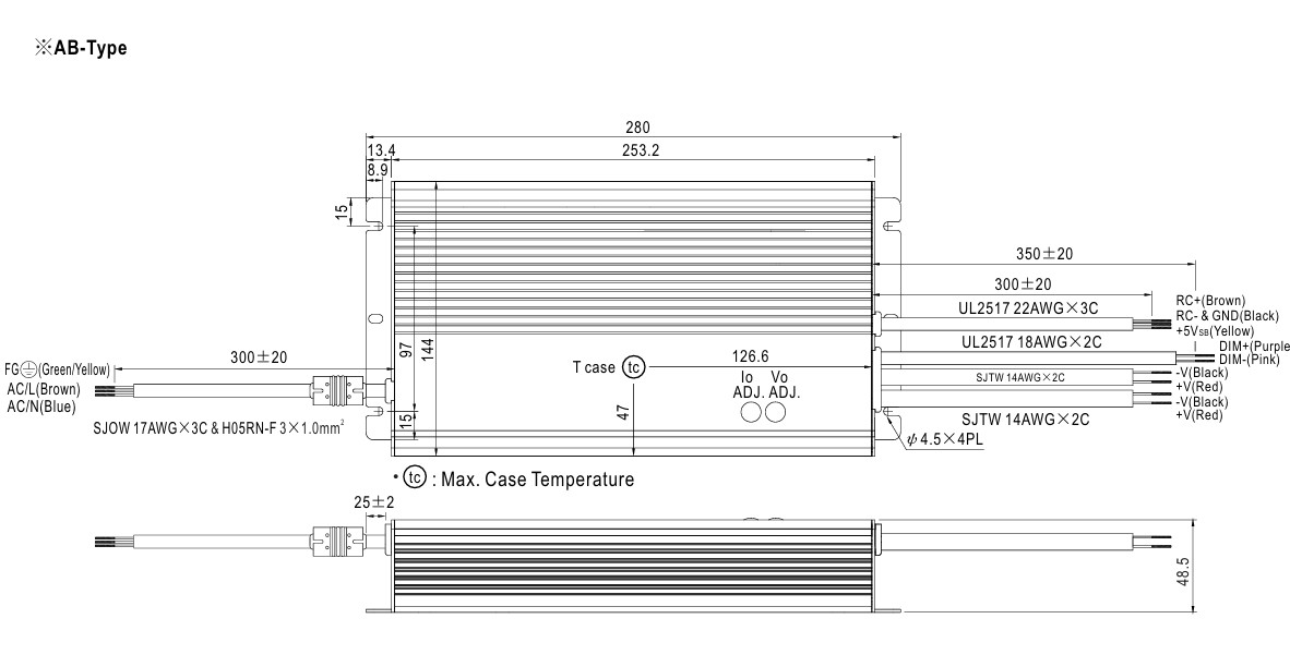 MEANWELL Netzteil - 12V 480W 0-10V dimm IP65