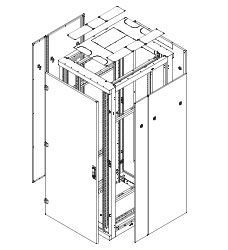 Triton 19 "Schrank Flat-Pack, Front/RüCkrahmen B800mm, 42HE, Frame Mit TüR(1-Teilig Glas), Lichtgrau, Bis 800KG, Zerlegt