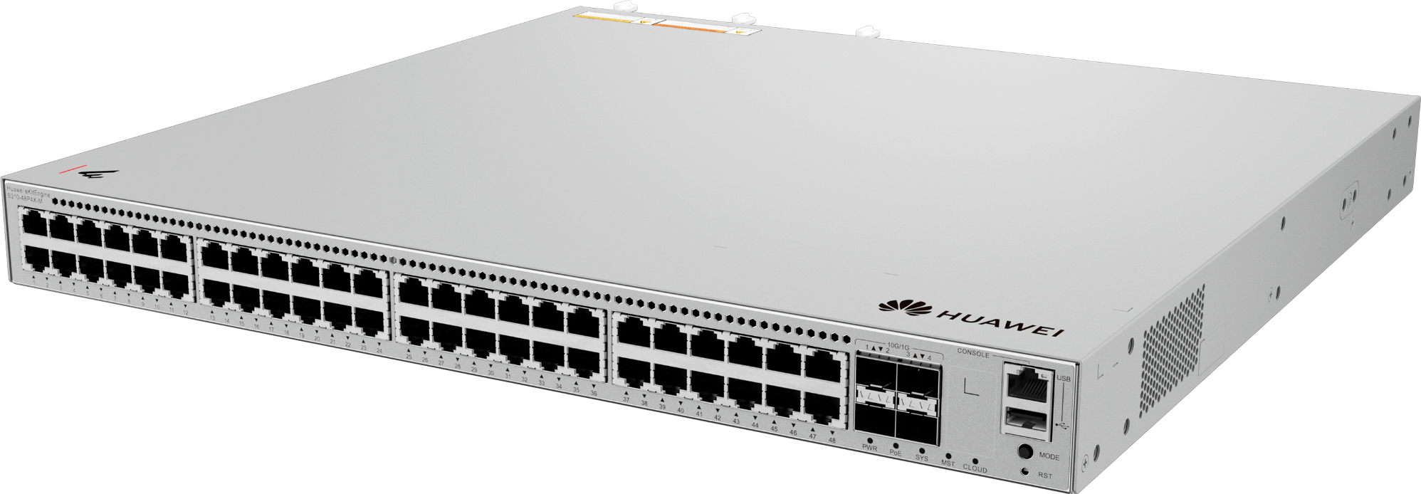 Huawei Switch Full Managed L3 52 Port • 48x GbE • PoE Budget Bis Zu 1680W • 48x PoE At • 4x SFP • 19 " • IStack • S310-48P4X-M • EKit