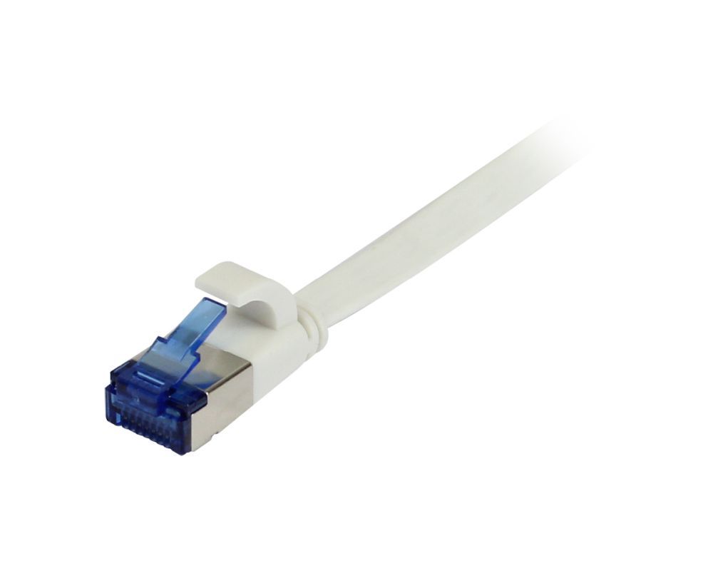 Synergy21 Patchkabel RJ45, CAT6A 500Mhz, 1,0m, Weiss, U/FTP, Flach, TPE(Superflex), AWG32