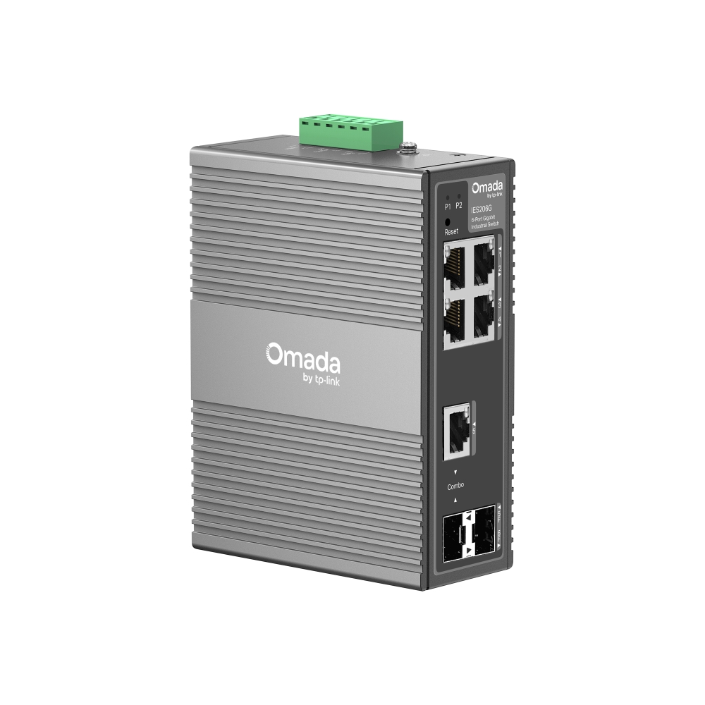 TP-Link Switch Easy Managed Industrial Layer2 6 Port • 4x 1GbE • 1x Combo RJ45/SFP • 1x SFP Lüfterlos, Omada • IES206G